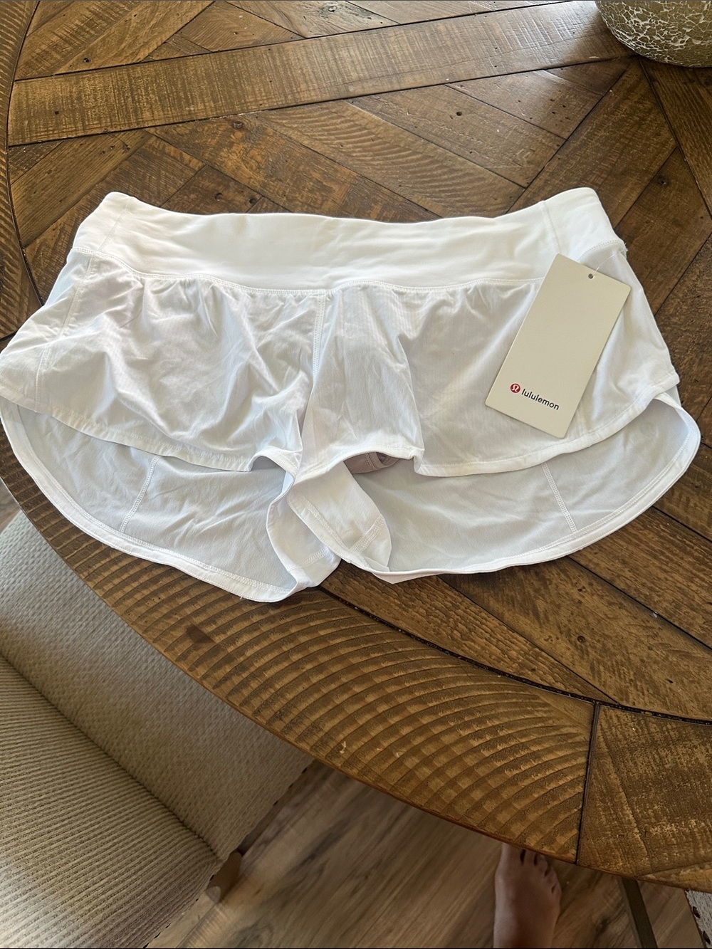 lululemon athletica White Ruffle Overlay Running Shorts size 10